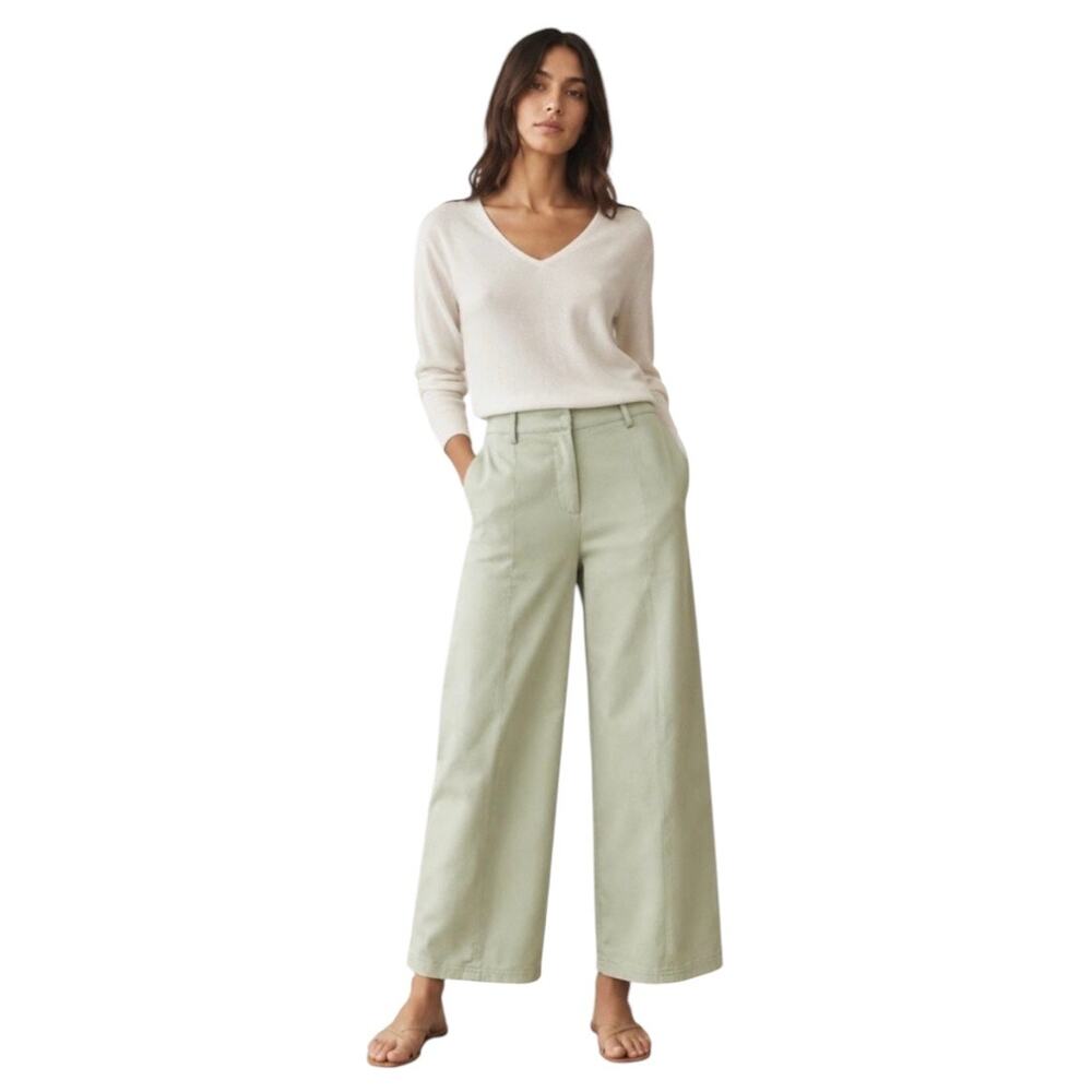 Avec Les Filles Pale Sage Green Wide Leg Trousers High Rise pants professional